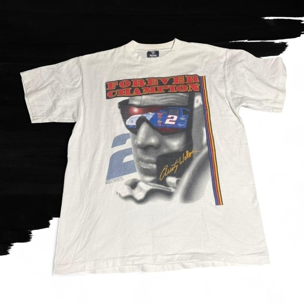 VTG 90s Rusty Wallace Forever a Champion Miller Lite T-Shirt Single Stitch